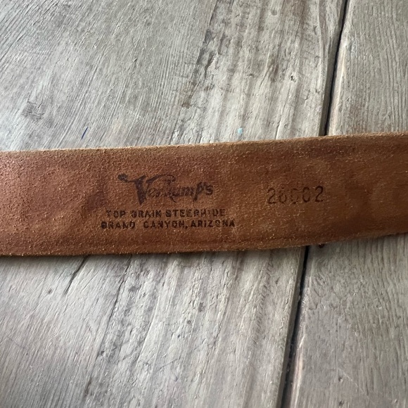 Verkamp’s western Floral Embossed Tan Leather Belt with Silver Buckle - Picture 12 of 15